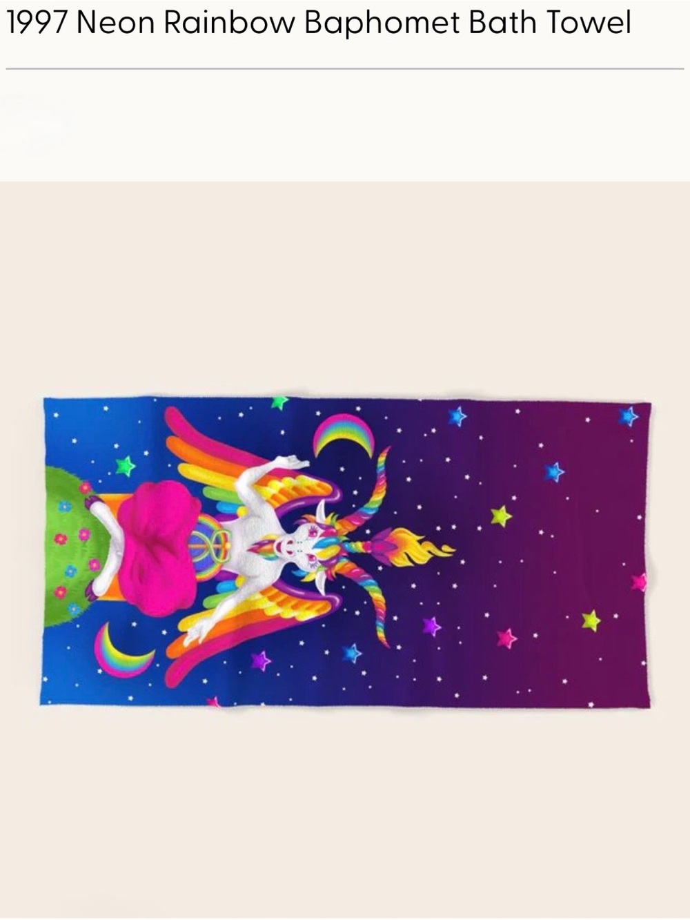 Society6 1997 Rainbow Baphomet Lisa Frank Style Bath Towel